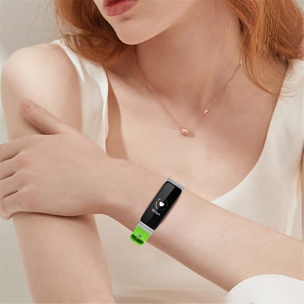 Fitbit Inspire 2 / Ace 2 urrem i okselæder med sølvstik - Fluorescerende Grøn Green