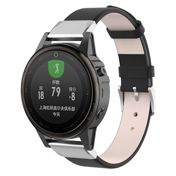 Garmin Fenix 5S aito nahkakellonauha - Musta Black