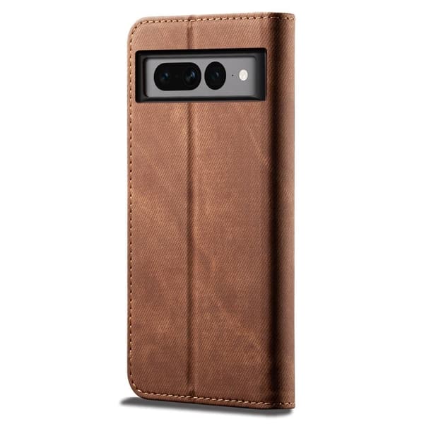 Jeans Google Pixel 7 Pro Flip Etui - Kaffe Brown