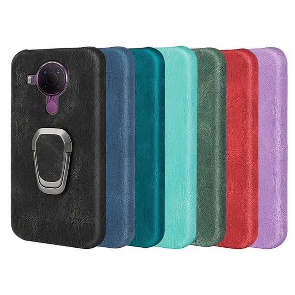 Stødsikkert lædercover med oval kickstand til Nokia 5.4 - Matcha-Grøn Green