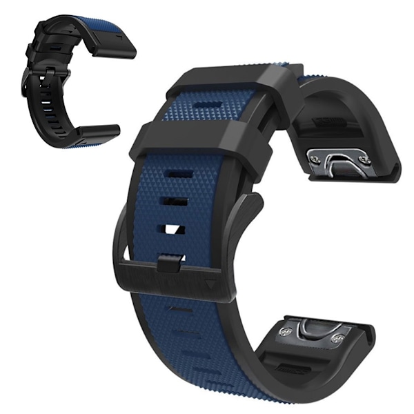 22 mm dobbeltfarvet urrem til Garmin-ur - Midnatsblå / Sort Blue