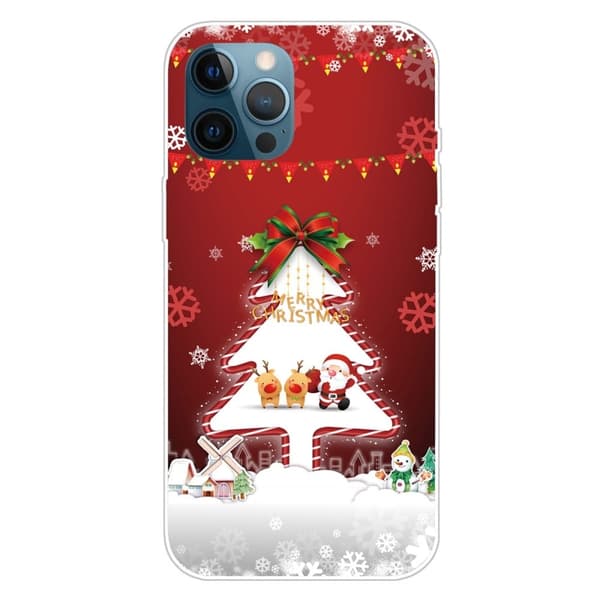 Julfodral till iPhone 14 Pro - Julgran Och Snöflingor Röd