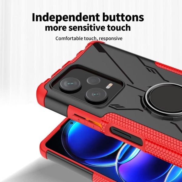 Kickstand-skydd med magnetiskt ark för Xiaomi Redmi Note 12 Pro Röd
