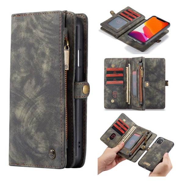 CaseMe iPhone 11 Zipper Wallet kotelot - Musta Black