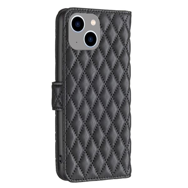 Rombuskuvioinen matta läppäkotelo iPhone 15 - Musta Black