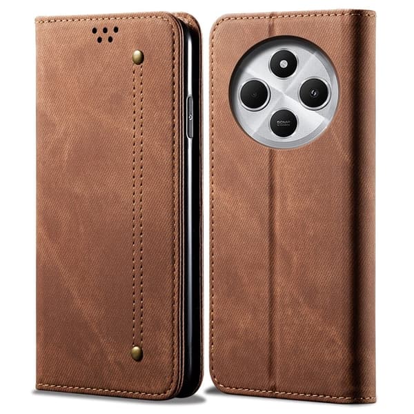 Jeans Xiaomi Redmi 14R / Xiaomi Redmi 14C flip etui - Kaffe Brown