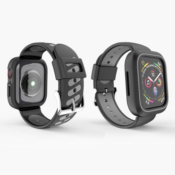 Apple Watch 42mm kaksivärinen silikoninen kellonauha - Musta / Harmaa Black