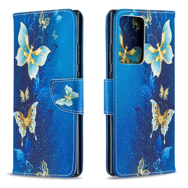 Wonderland Samsung Galaxy Note 20 Ultra Flippetui - Blå Sommerfugl Blue