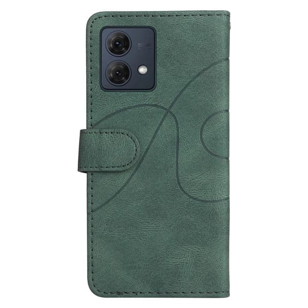 Texturerat läderfodral med handledsband för Motorola Moto G84 - Grön Grön