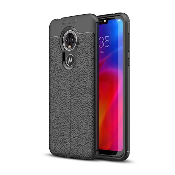 Motorola Moto E6 litchi blødt etui - Sort Black