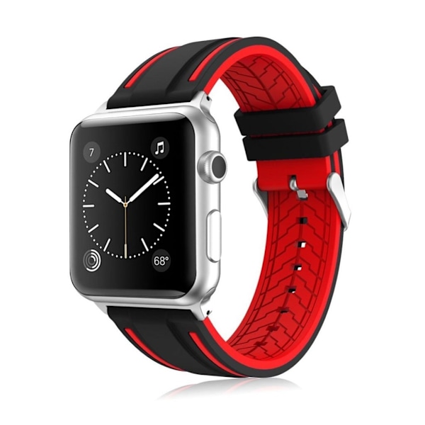 Apple Watch Series 3 Series 2 Series 1 38mm silikon armbandsrem träningsklocka - Svart och röd multifärg