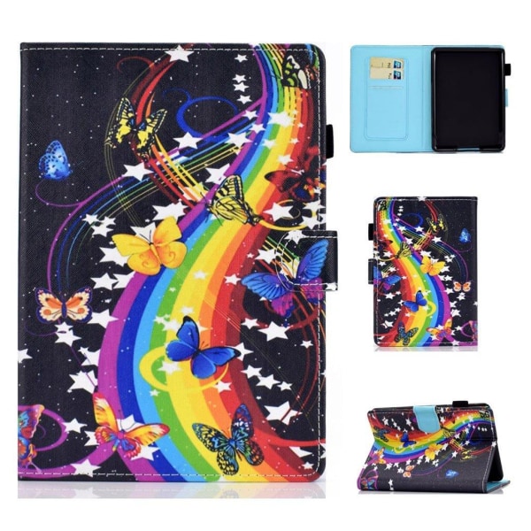 Amazon Kindle (2019) viileä kuvio nahkainen flip case - Perhonen Multicolor