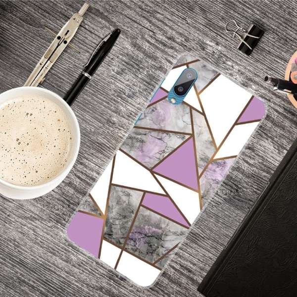 Marble Samsung Galaxy M02 / A02 Etui - Lilla / Hvid / Grå Marmor Multicolor