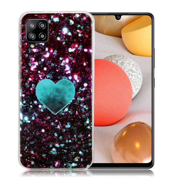 Marble Samsung Galaxy A42 5G Etui - Blått Hjerte Blue