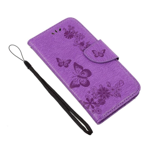 Huawei Honor 8 Lite Kuviollinen Nahkakotelo Lompakko - Violetti Purple