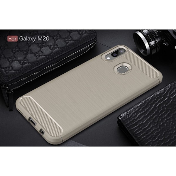 Carbon Flex Samsung Galaxy M20 skal - Silver/Grå Silvergrå