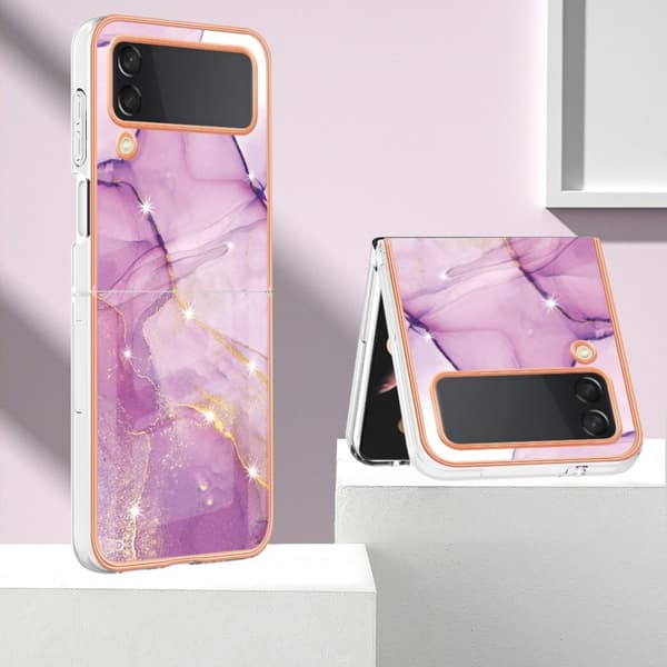 Marble Samsung Galaxy Z Flip4 Etui - Lilla / Lyserød Marmor Pink