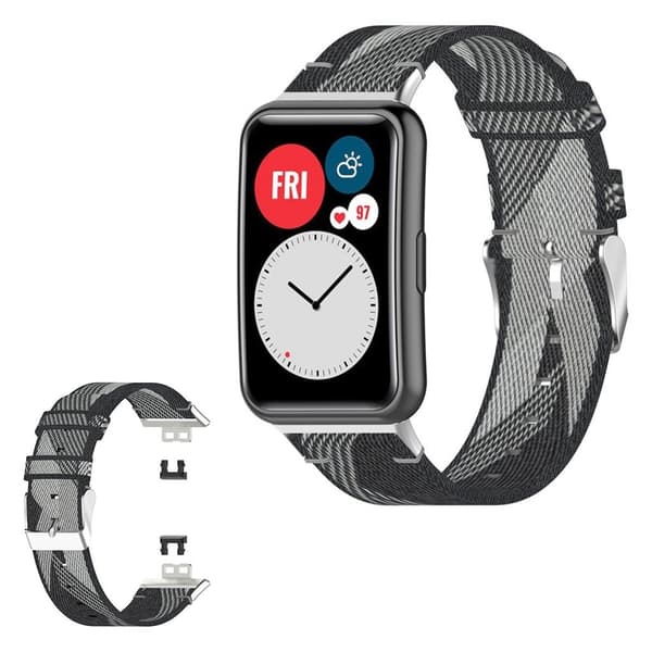 Huawei Watch Fit vævet patetrn urrem - Grå Silver grey