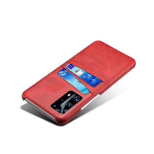 Huawei P40 Pro skal med korthållare - Röd Röd