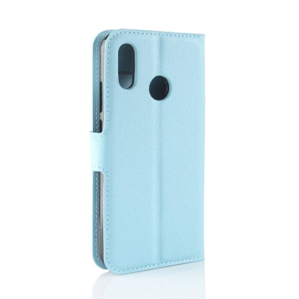 Huawei P30 Lite litchi skin læder flip etui - Blå Blue