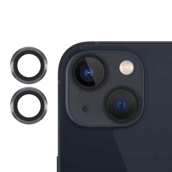 2 stk. iPhone 13 Mini AGC kameralinsebeskytter af hærdet glas - Grå Silver grey