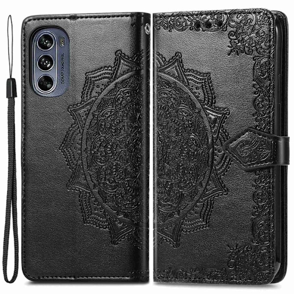 Mandala läder Motorola Moto G62 5G fodral - Svart Svart