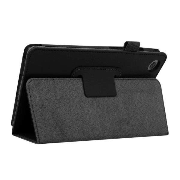 Lenovo Tab M8 litchi leather flip case - Black Svart