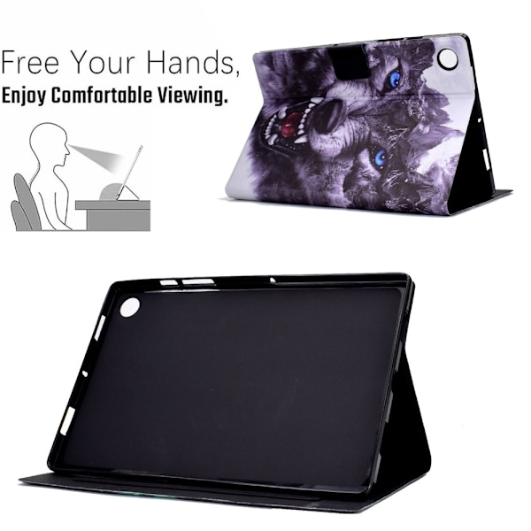 Lenovo Tab M10 (Gen 3) läderfodral med coolt mönster - Varg Lila