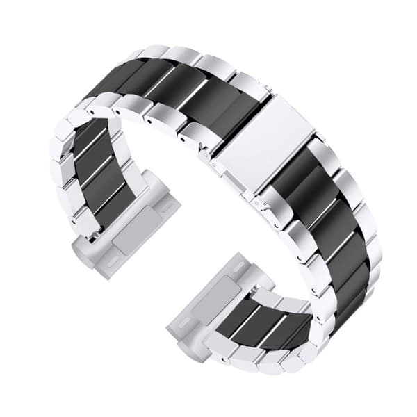 Fitbit Versa 3 / Sense cool rostfritt stål klockarmband - silver / svart / silver Silvergrå