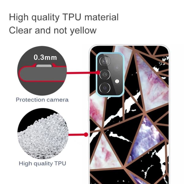 Marble Samsung Galaxy A72 5G Etui - Svart / Rose / Blå Multicolor