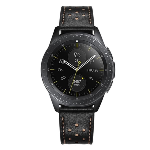 Samsung Galaxy Watch (42mm) holdbar ægte læder Urrem - Sort Black