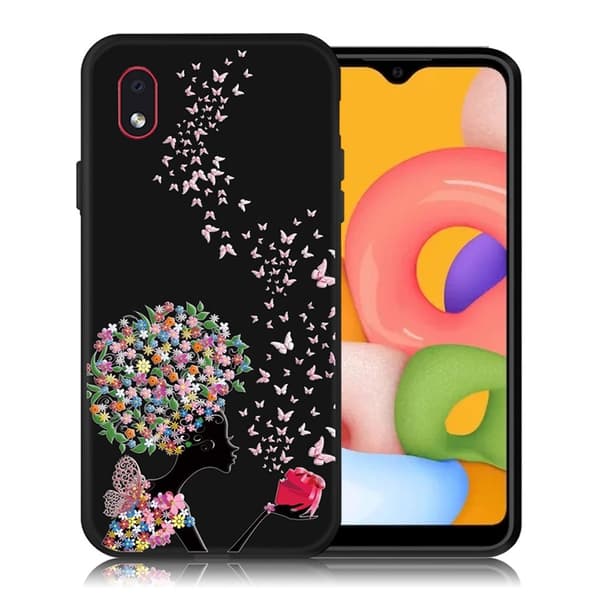 Imagine Samsung Galaxy A01 Core Etui - Blomstret Jente og Sommerfugl Multicolor