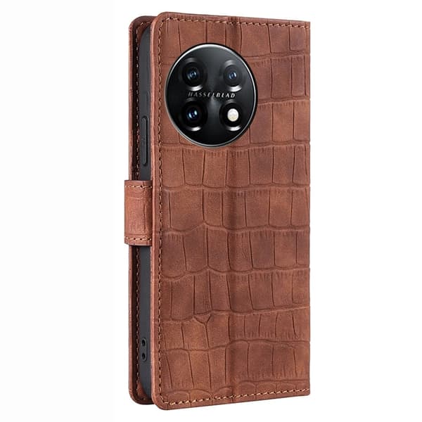 Læretui med Krokodille Tekstur til OnePlus 11 - Brun Brown