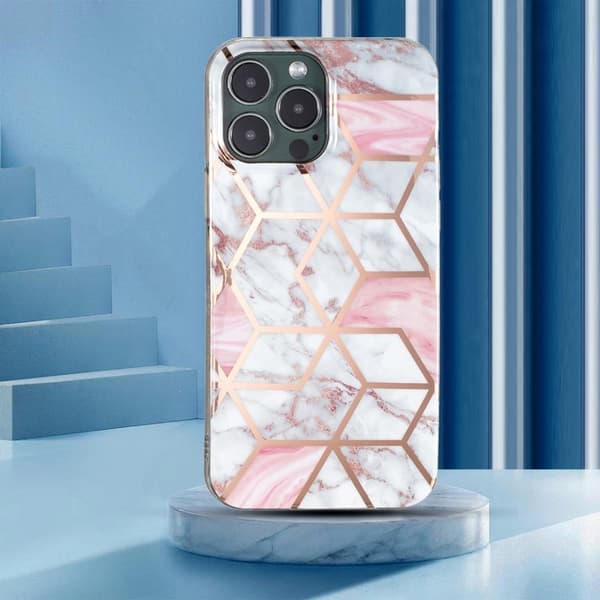 Marmormotiv iPhone 15 Pro skal - Rosa / Vit Marmor Rosa