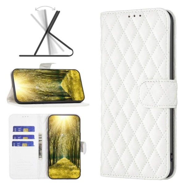 Rhombus mat Samsung Galaxy S22 Plus flip etui - Hvid White