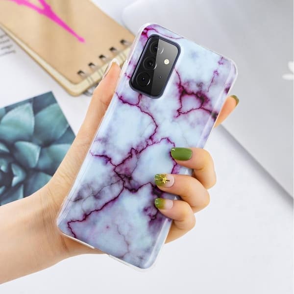 Marble Samsung Galaxy A72 5G Etui - Veiny Rose Marmor Multicolor
