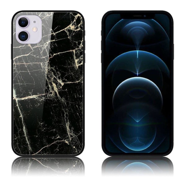 Fantasy iPhone 12 / 12 Pro cover - Black Marble Grain Black