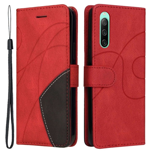 BINFEN tvåfärgat läder Sony Xperia 10 IV fodral - Röd Röd
