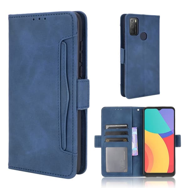 Modern-styled Lær Lommebok Etui til Alcatel 3l (2021) / 1s (2021) - Blå Blue
