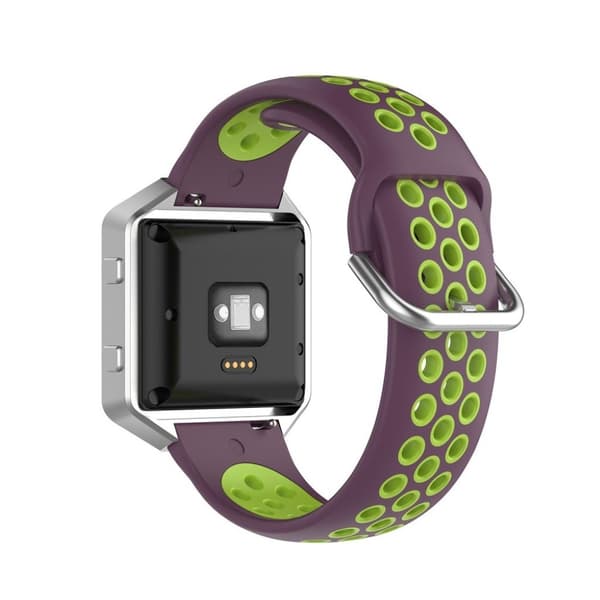 Fitbit Blaze / Versa / Versa Lite / Versa 2 tvåfärgad silikon klockarmband - lila / Flourescent grön multifärg