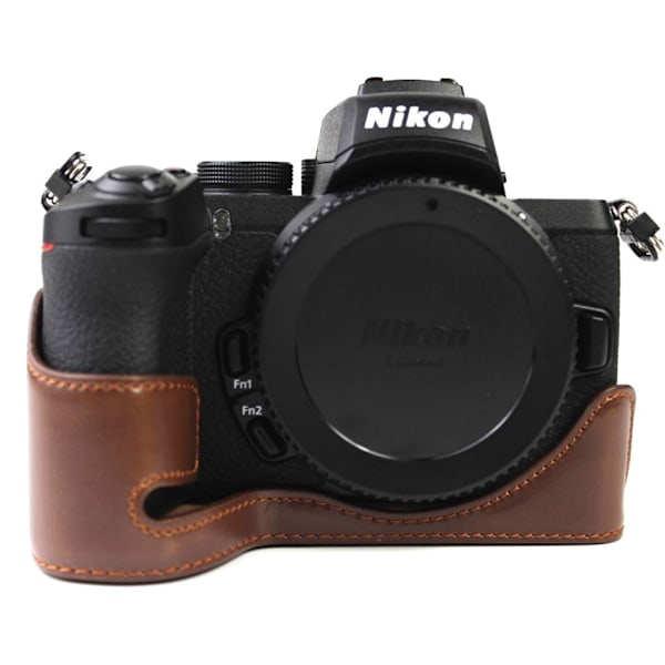 Nikon Z50 hållbart läderfodral - Kaffe Brun