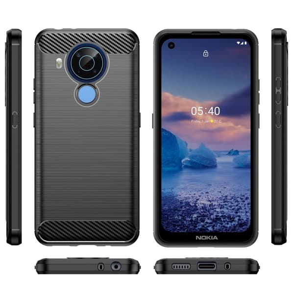 Carbon Flex Etui Nokia 5.4 - Svart Black