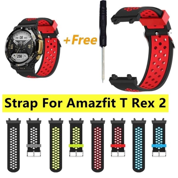 Amazfit T-Rex 2 tofarvet silikone urrem - Sort / Blå Blue