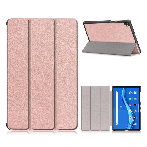 Lenovo Tab M10 FHD Plus simple tri-fold leather case - Rose Gold Pink