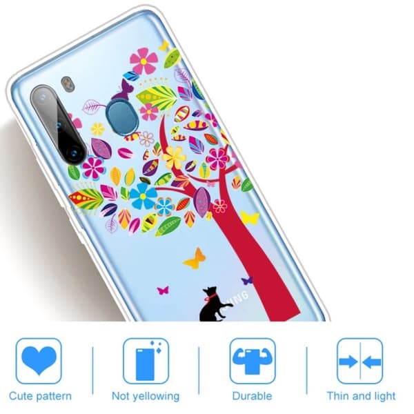 Deco Samsung Galaxy A21 deksel - Katt og tre Multicolor