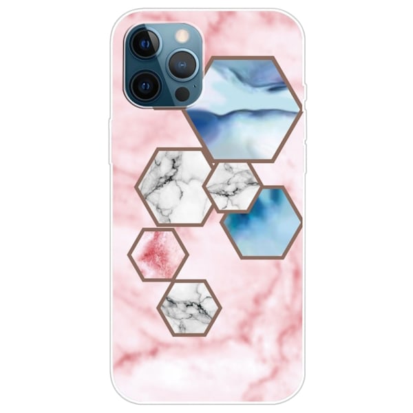 Marmordesign iPhone 14 Pro Max deksel - Sekskantet Fragmentmarmor Multicolor
