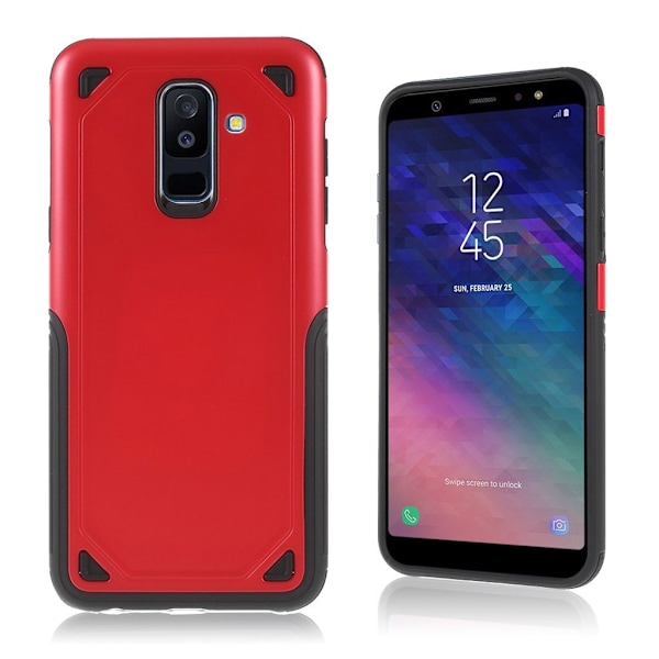 Samsung Galaxy A6 Plus mobiletui i hybrid materialer med blød kant - Rød Red