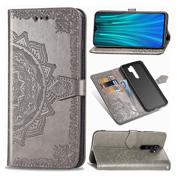 Mandala Xiaomi redmi Note 8 Pro Flip case - Grå Silver grey