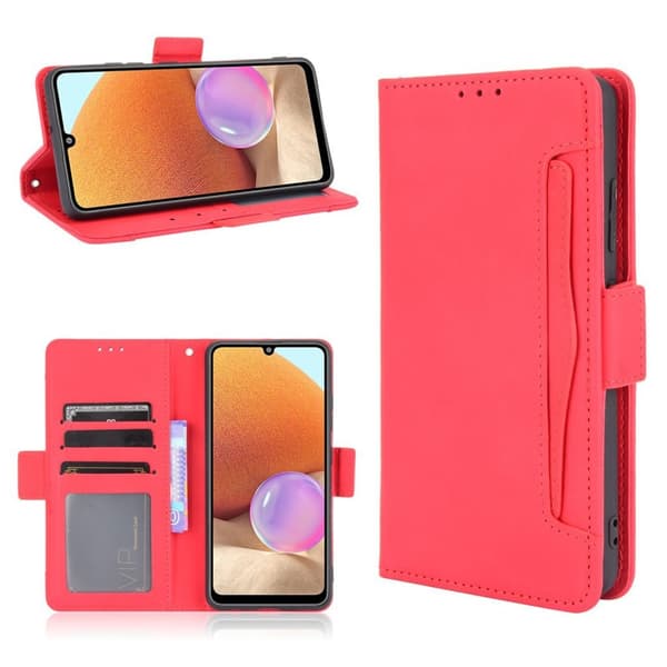 Modern-styled Lær Lommebok Etui til Samsung Galaxy A32 - Rød Red