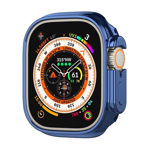 Apple Watch Ultra / Ultra 2 49 mm Galvaniserat flexibelt klockfodral Hålram som skyddar mot fall - Midnattsblå Blå